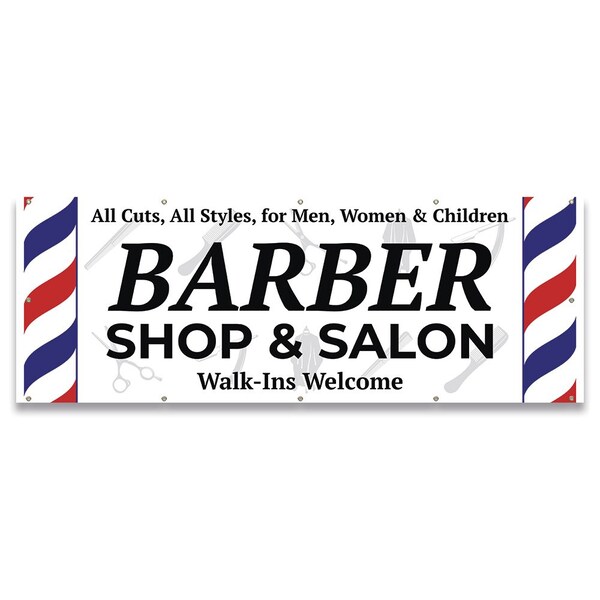Barber Shop & Salon Walk-Ins Welcome Banner Concession Stand Food Truck Single Sided